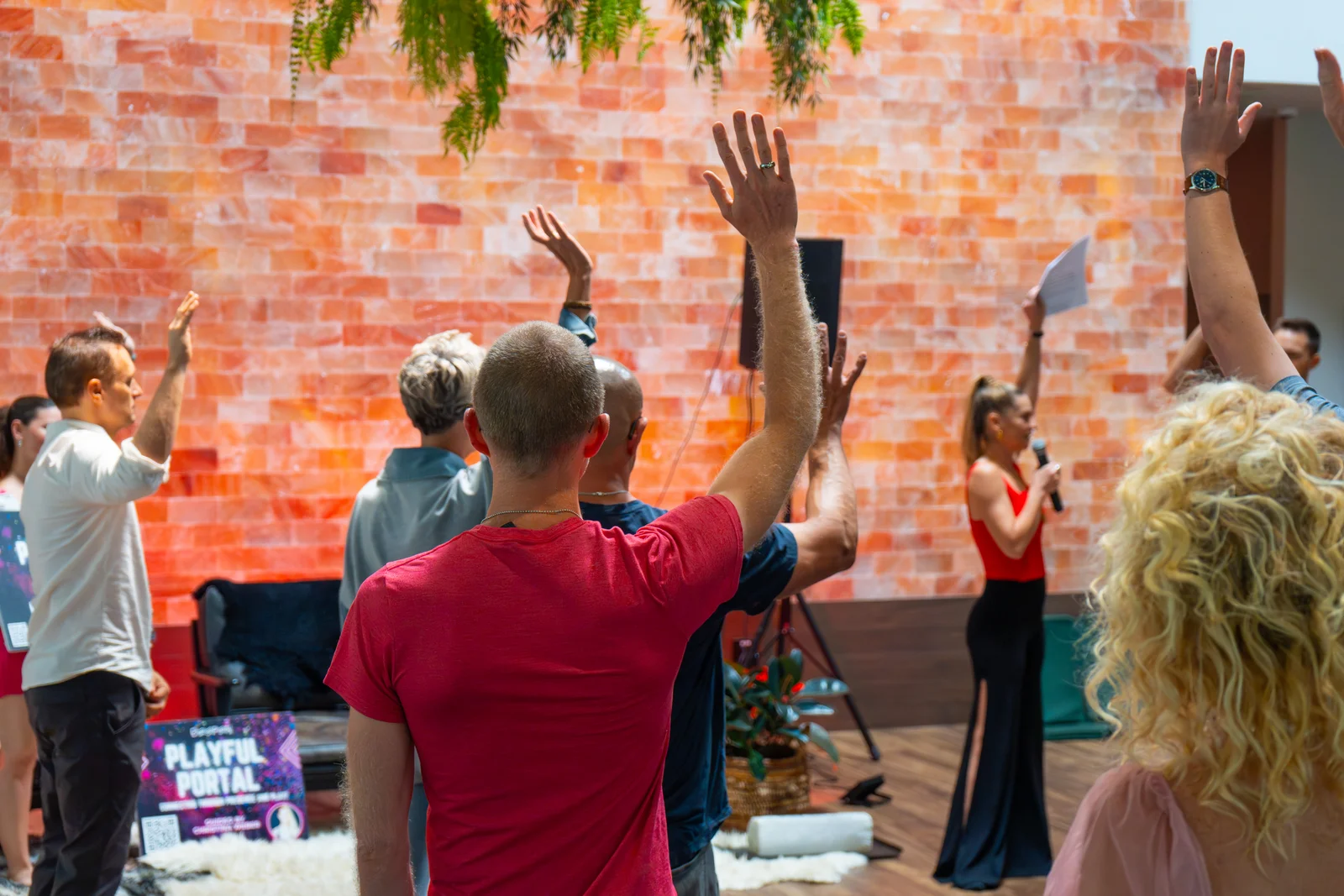 The room raising hands during a session